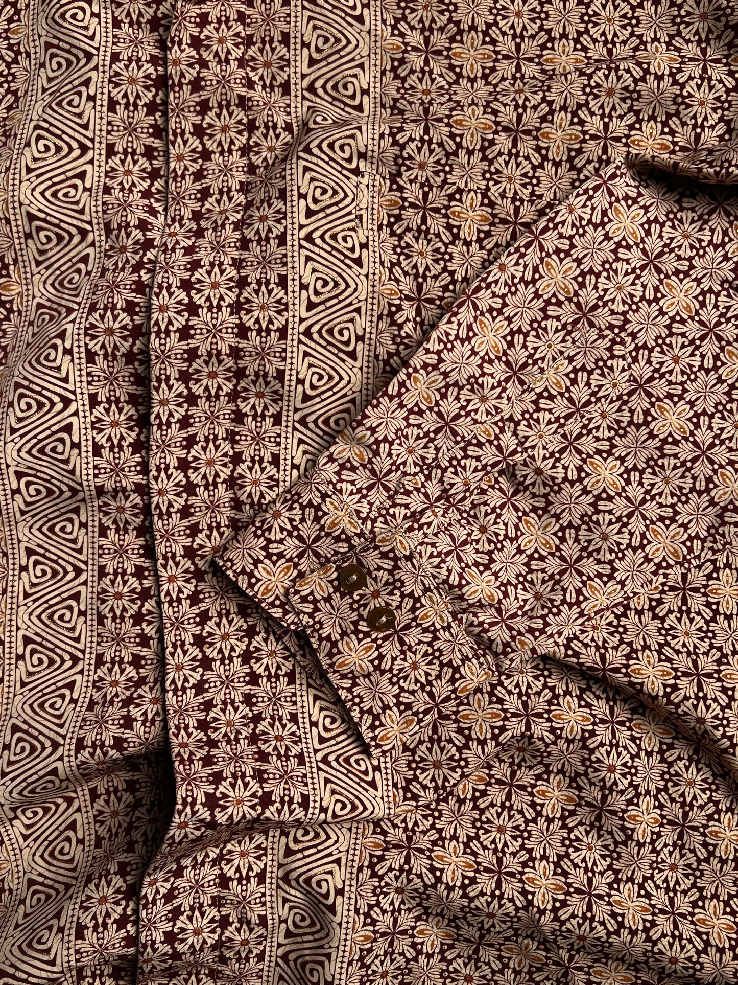 VINTAGE PRINTED & TEXTURED BUTTON DOWN CASUAL SHIRT