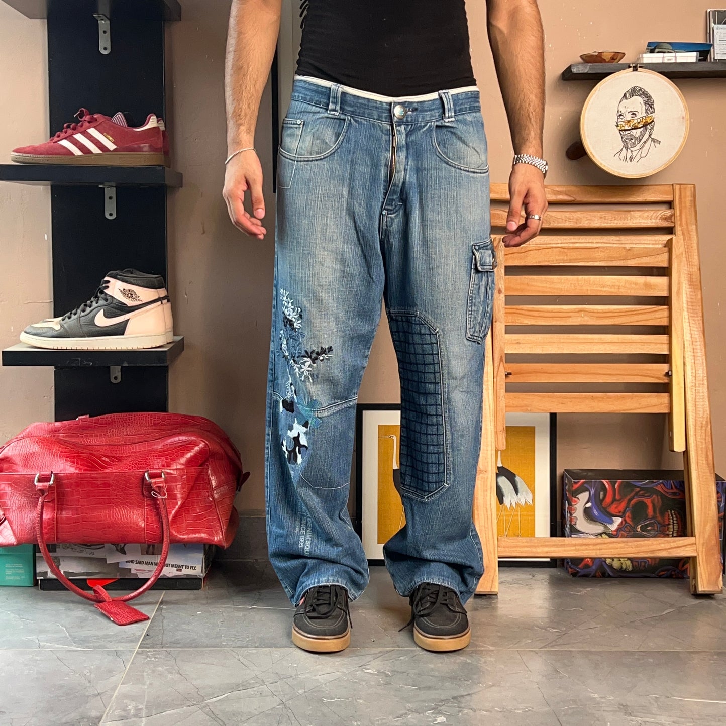 BULLROT EMBROIDERED RELAXED FIT DENIM PANTS
