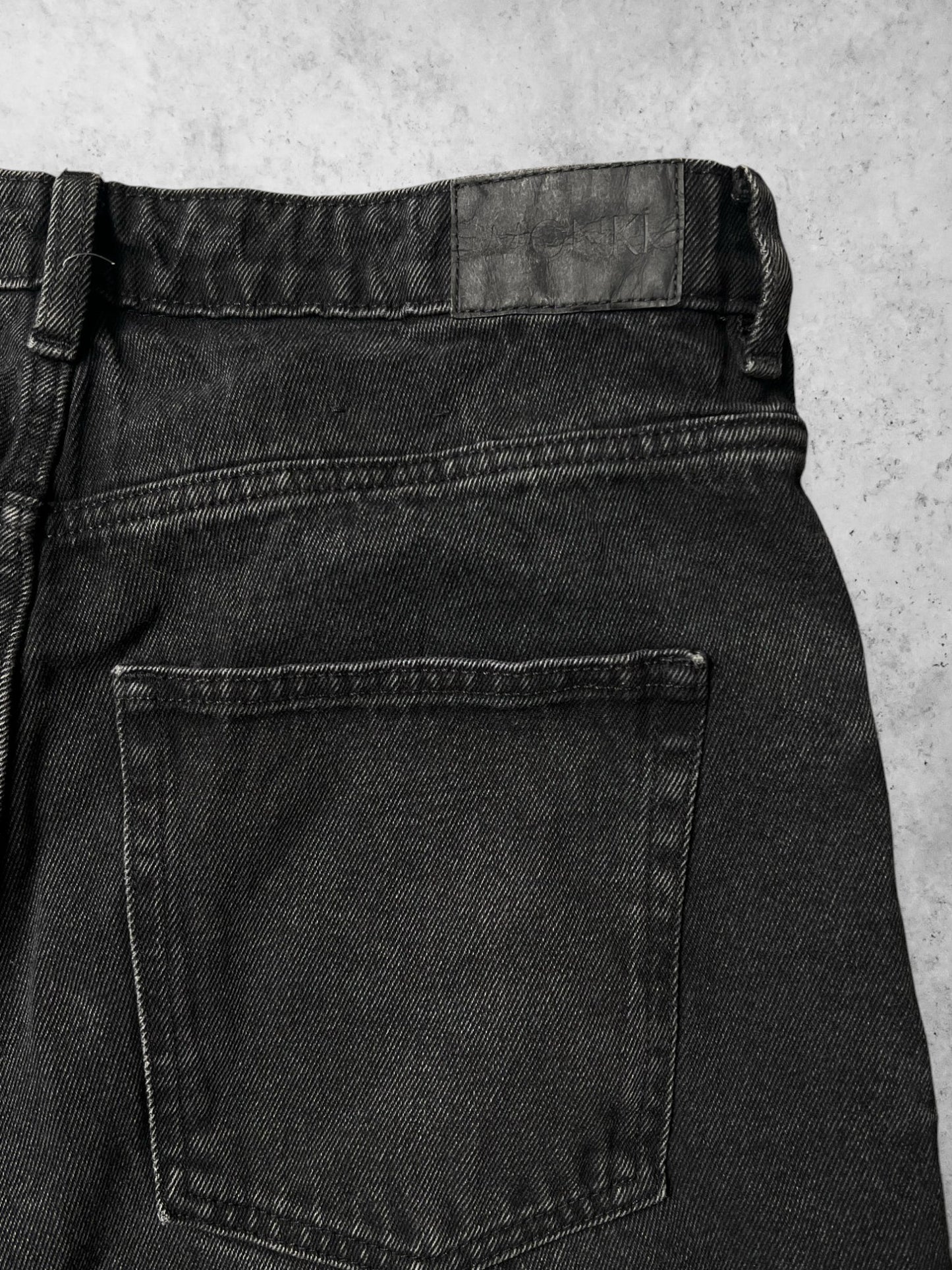 MONKI SUPER BAGGY DARK GREY WASHED DENIM PANTS