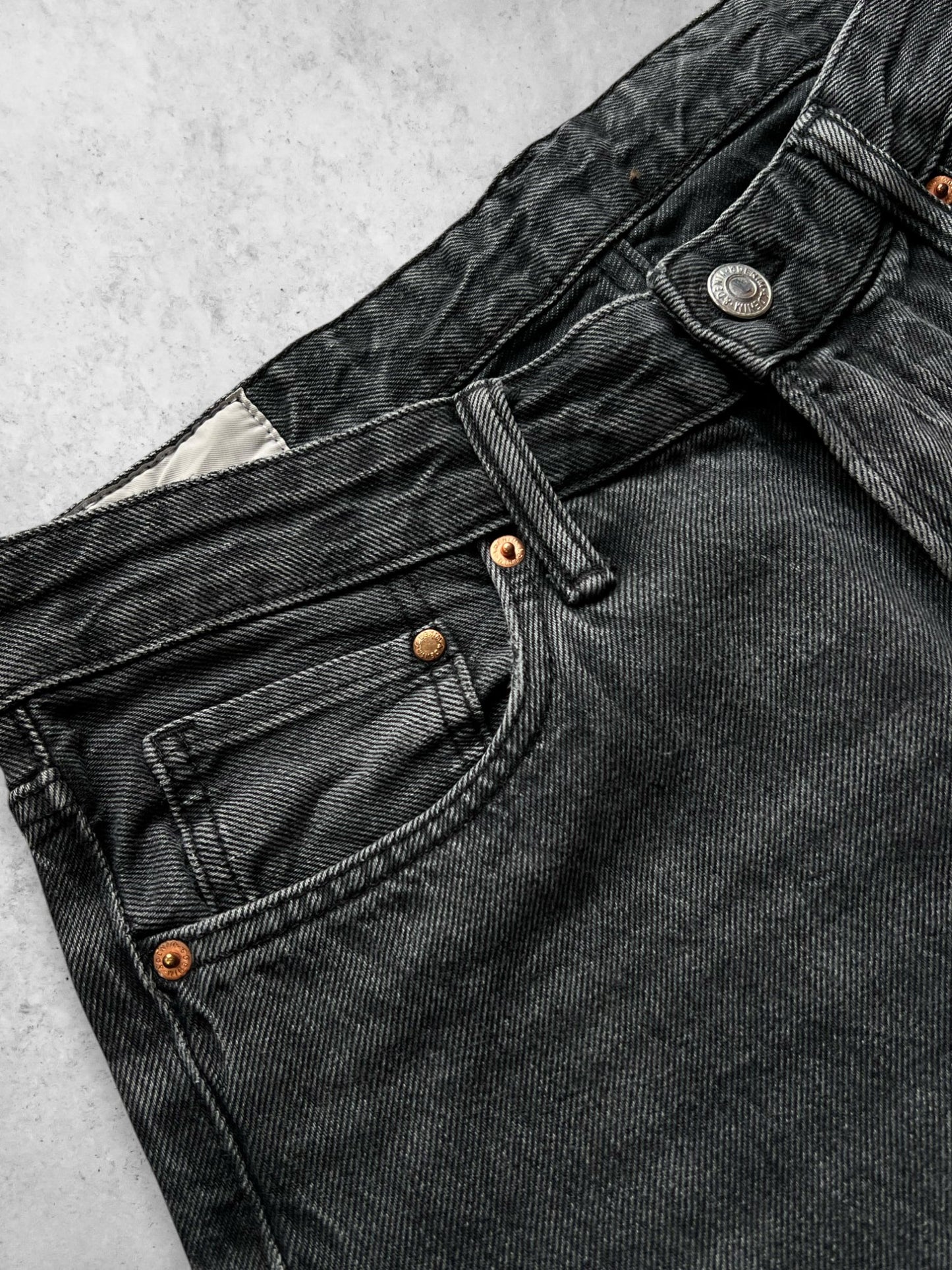 H&M LOOSE FIT GREY WASHED DENIM PANTS