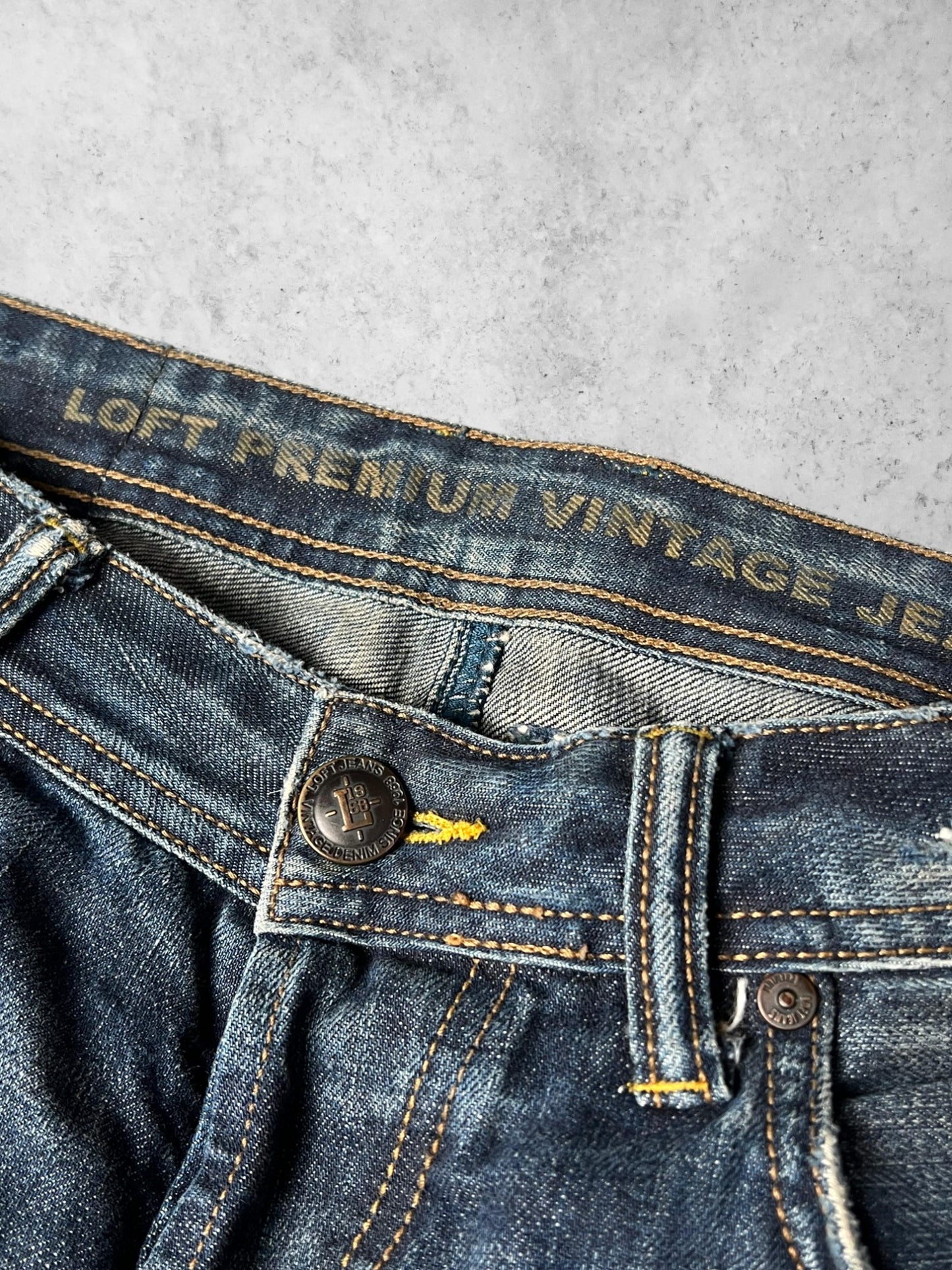 THE LOFT Straight Fit Dark Wash Denim Pants