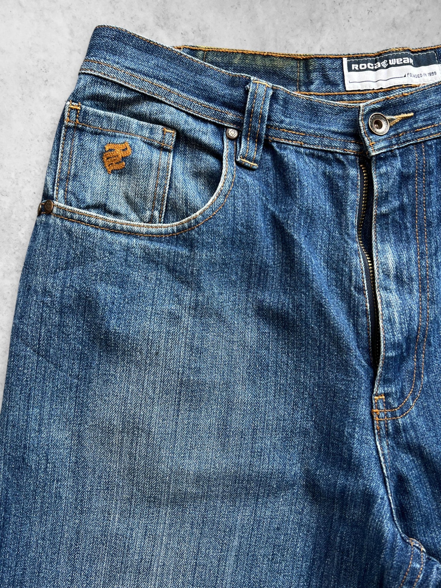 ROCAWEAR Embroidered Logo Denim Pants