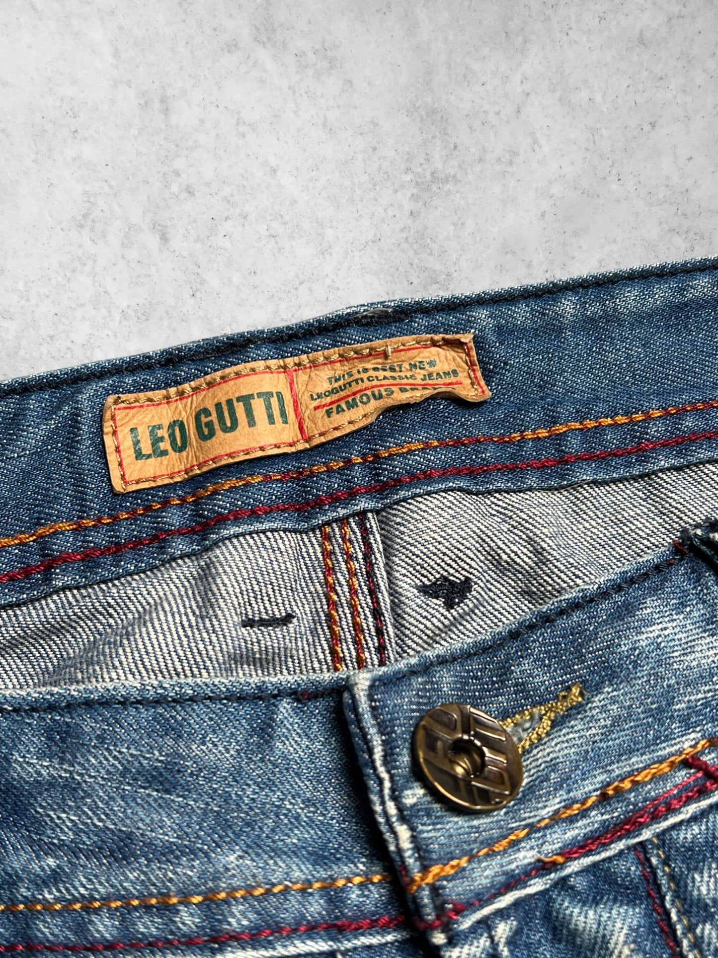 LEO GUTTI Baggy Washed Blue Denim Pants