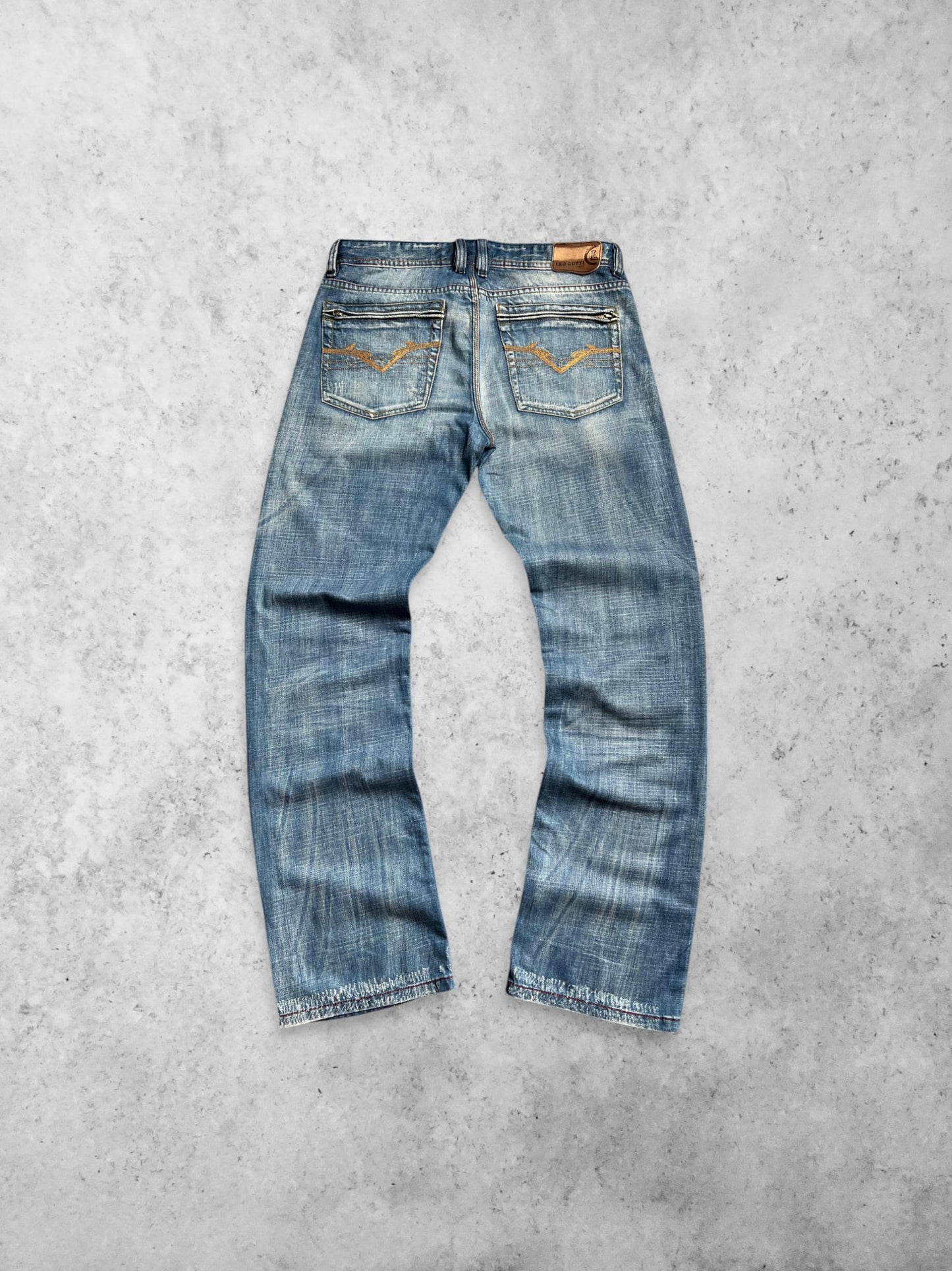 LEO GUTTI Baggy Washed Blue Denim Pants