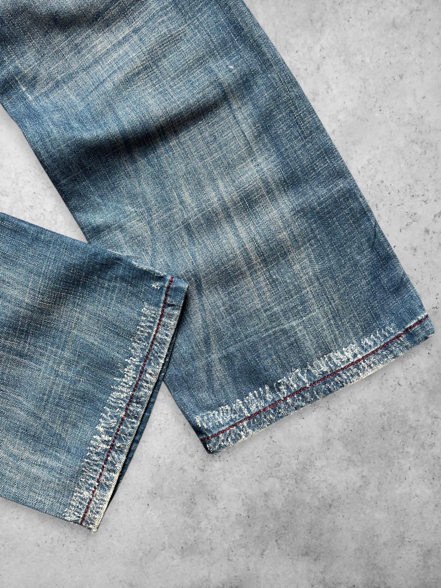 LEO GUTTI Baggy Washed Blue Denim Pants