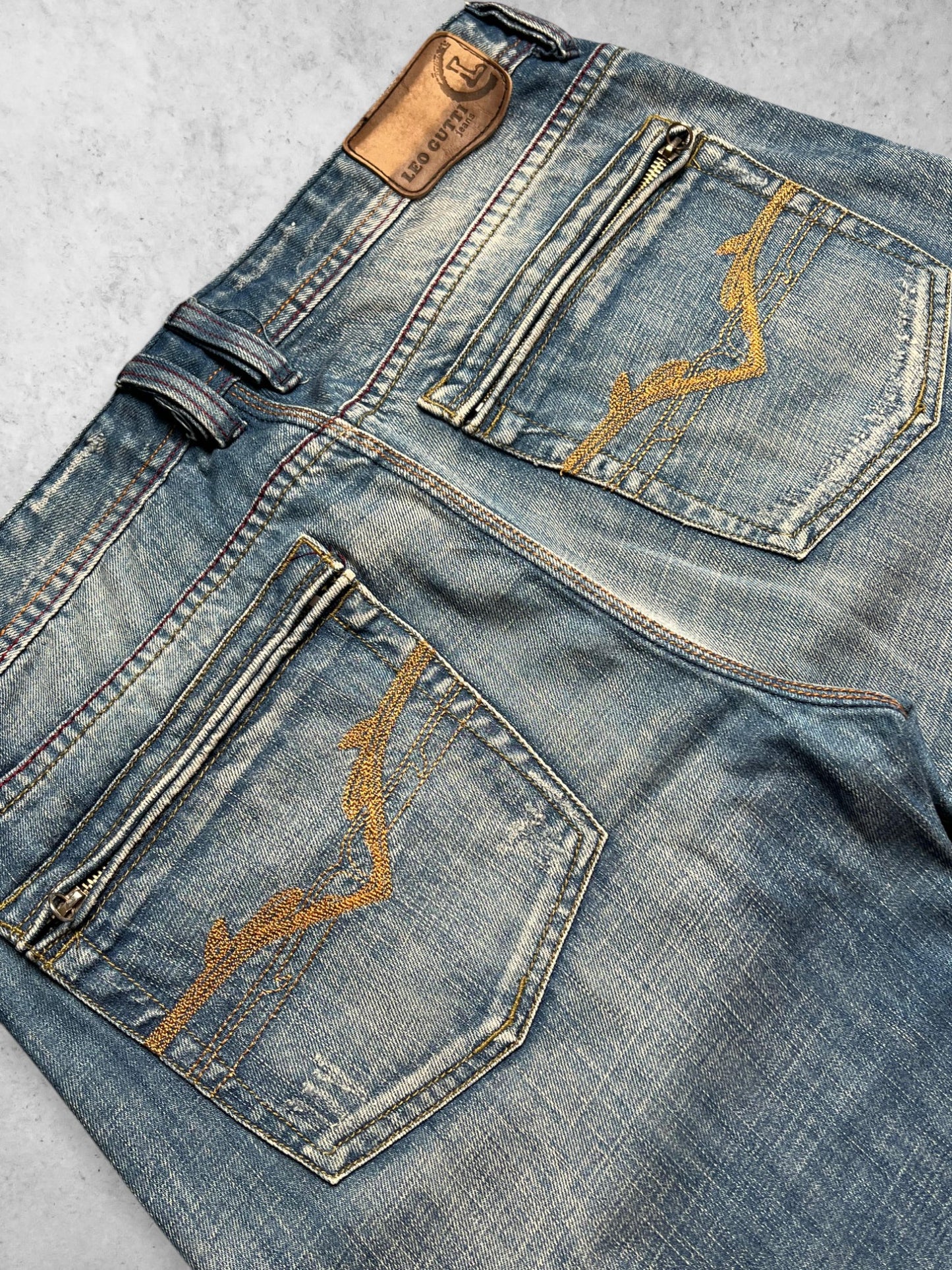 LEO GUTTI Baggy Washed Blue Denim Pants