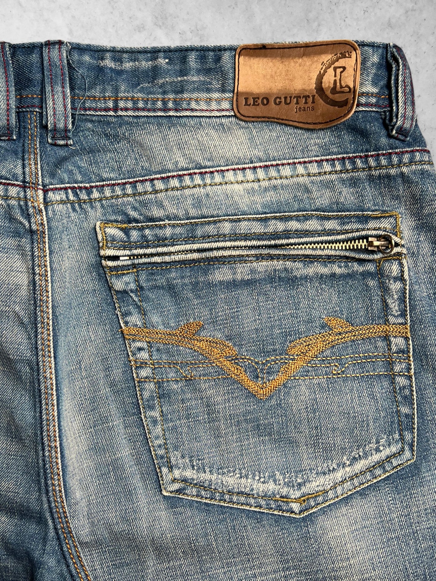 LEO GUTTI Baggy Washed Blue Denim Pants