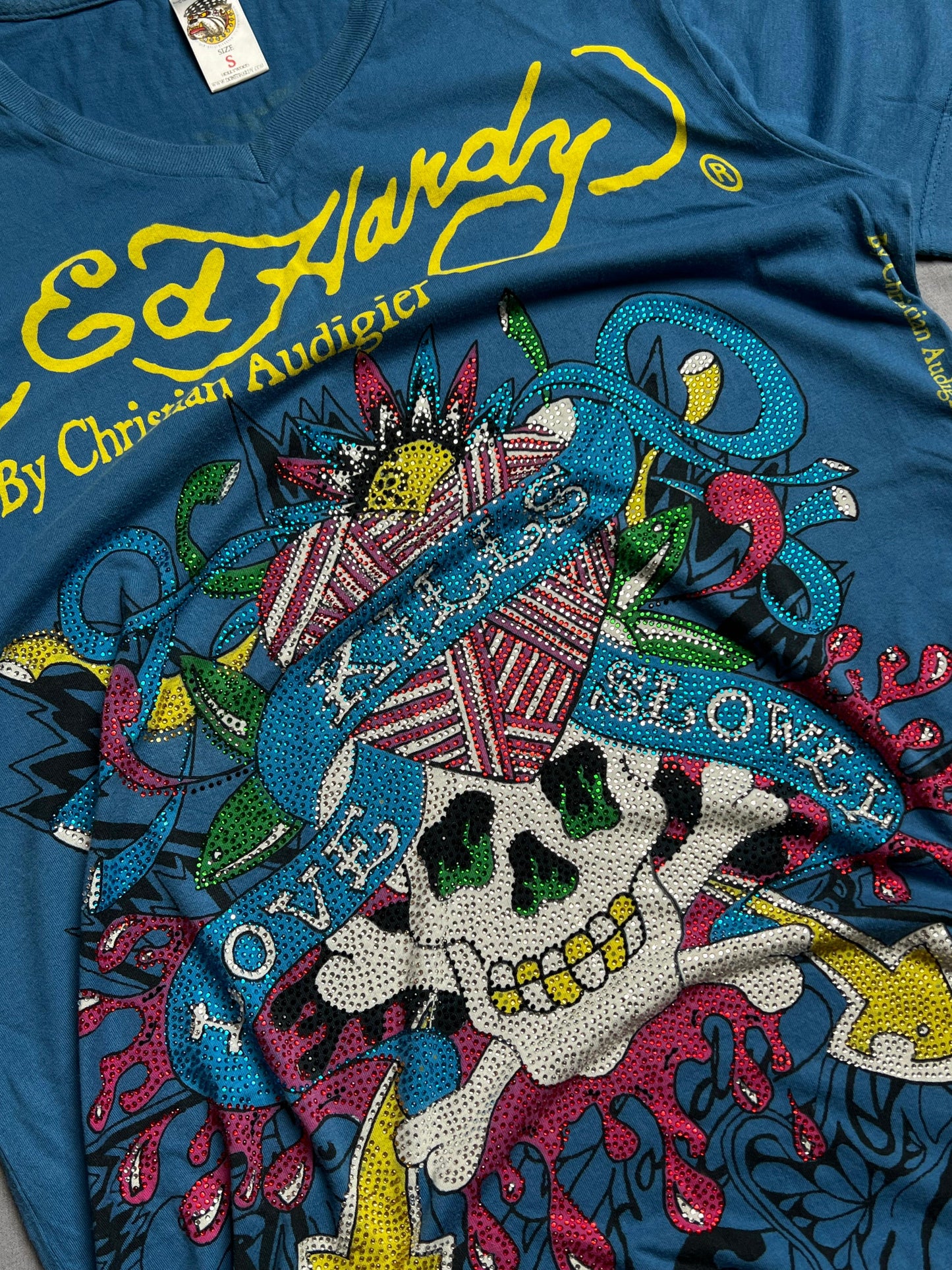 ED HARDY PHINESTONE WORK PRINTED Tee