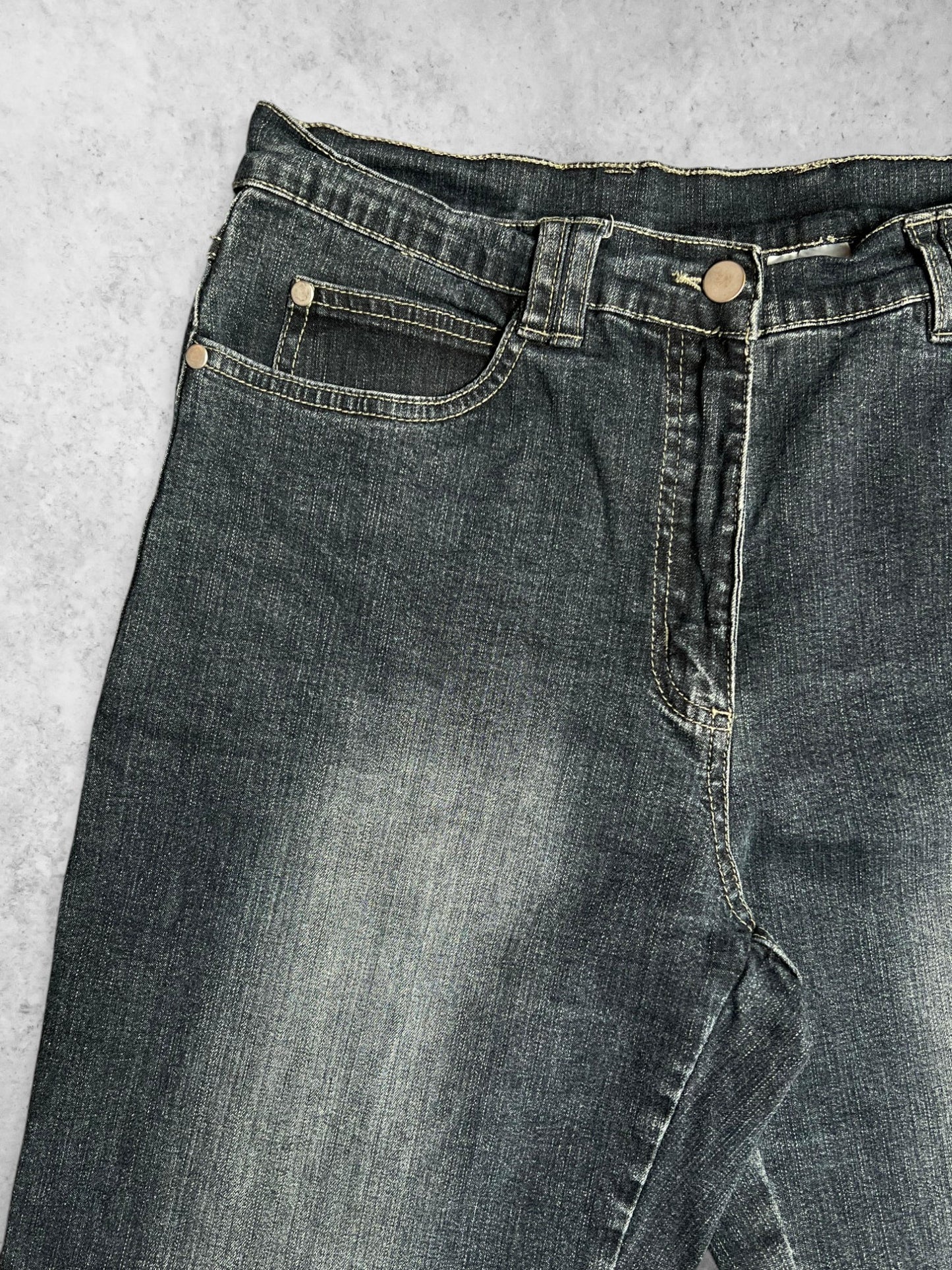 GIANI FEROTI WOMEN BAGGY DARK BLUE WASHED JEANS