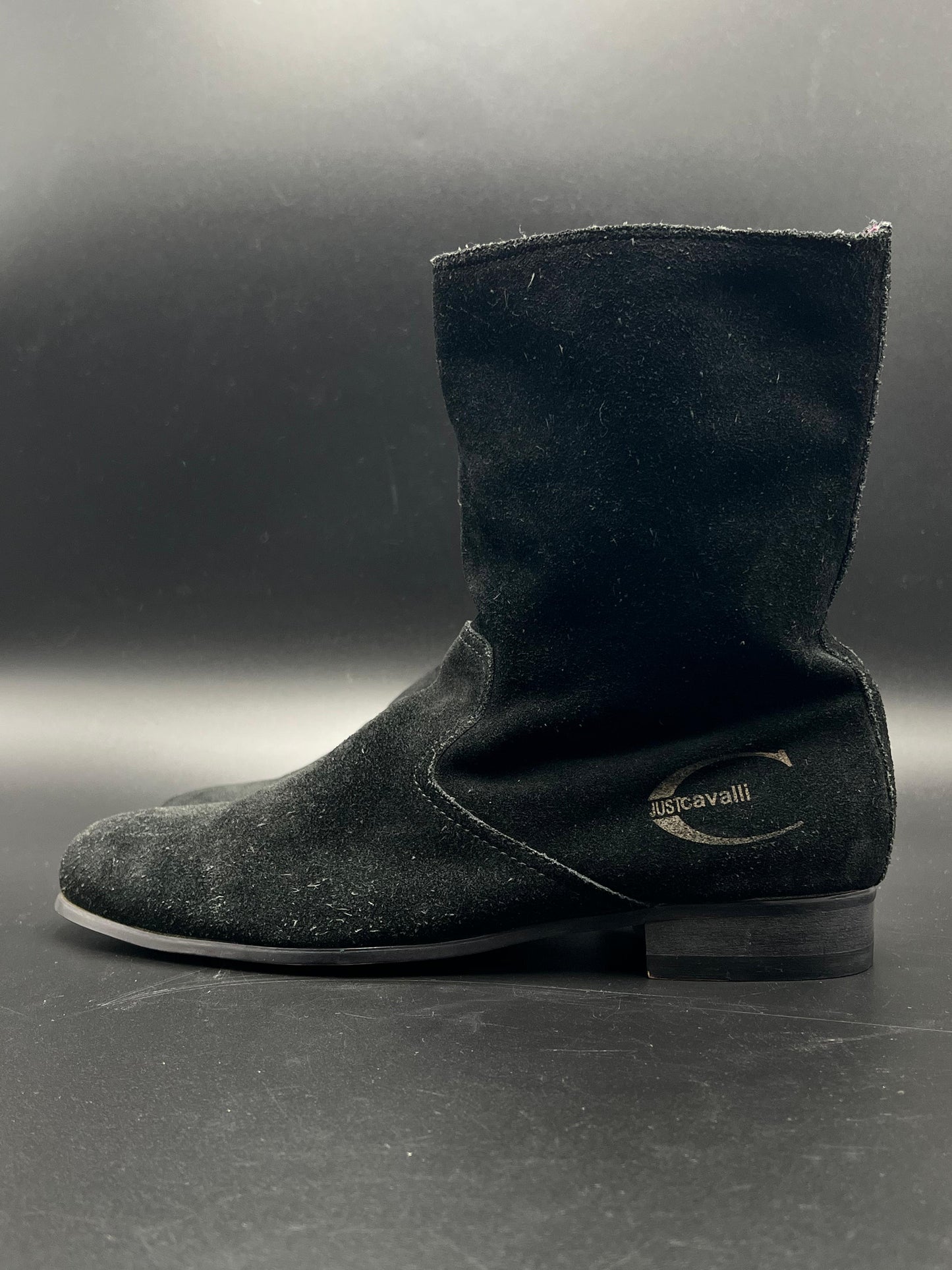 JUSTCAVALLI SUEDE LONG CHELSEA BOOTS