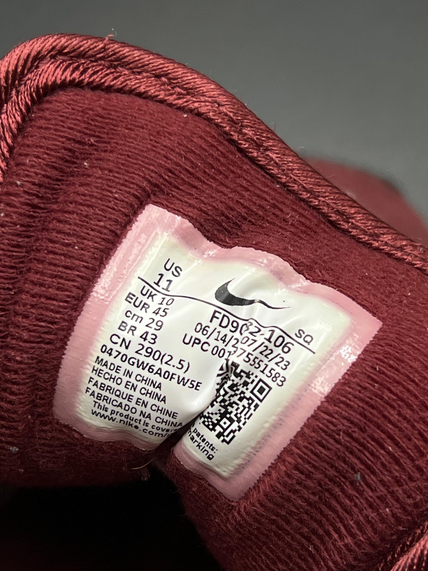 NIKE AIRMAX 90 MEROON/WHITE