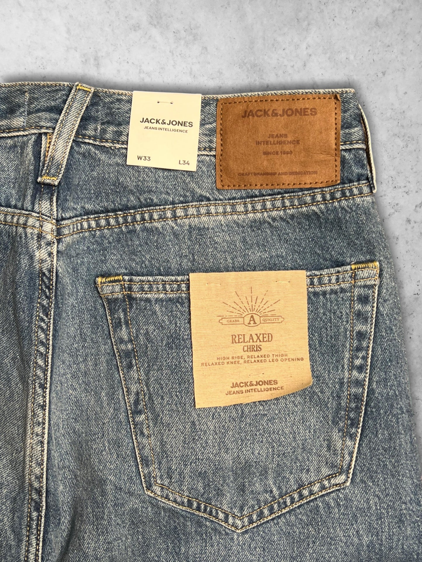 JACK AND JONES RELAXED FIT LIGHT WASHED BLUE JEANS (NEW & TAGGED)