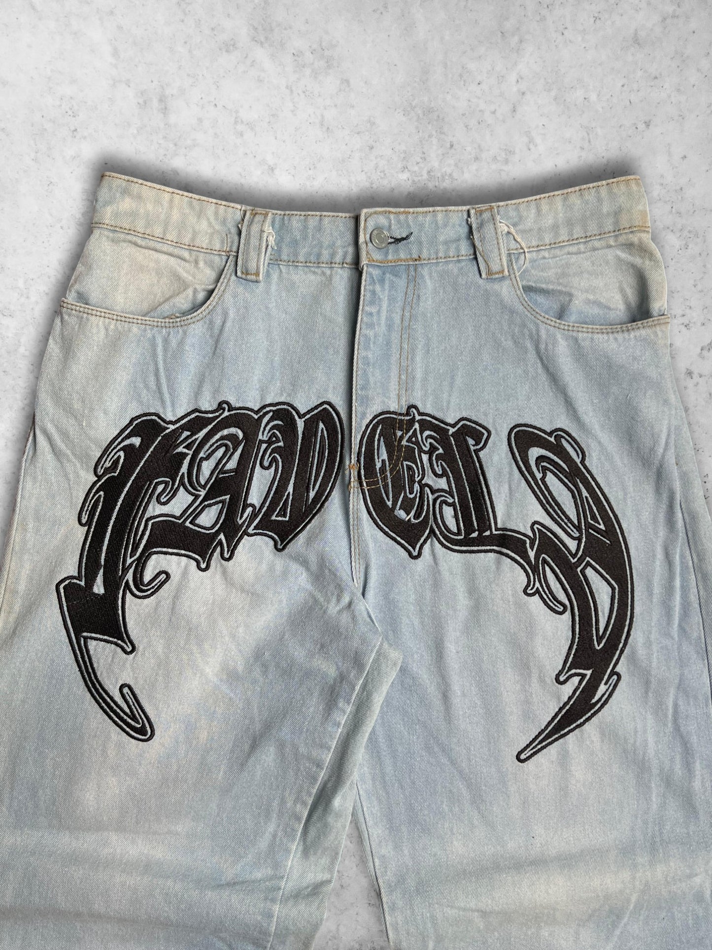 BOOHOOMAN PATCHED SUPER BAGGY JEANS