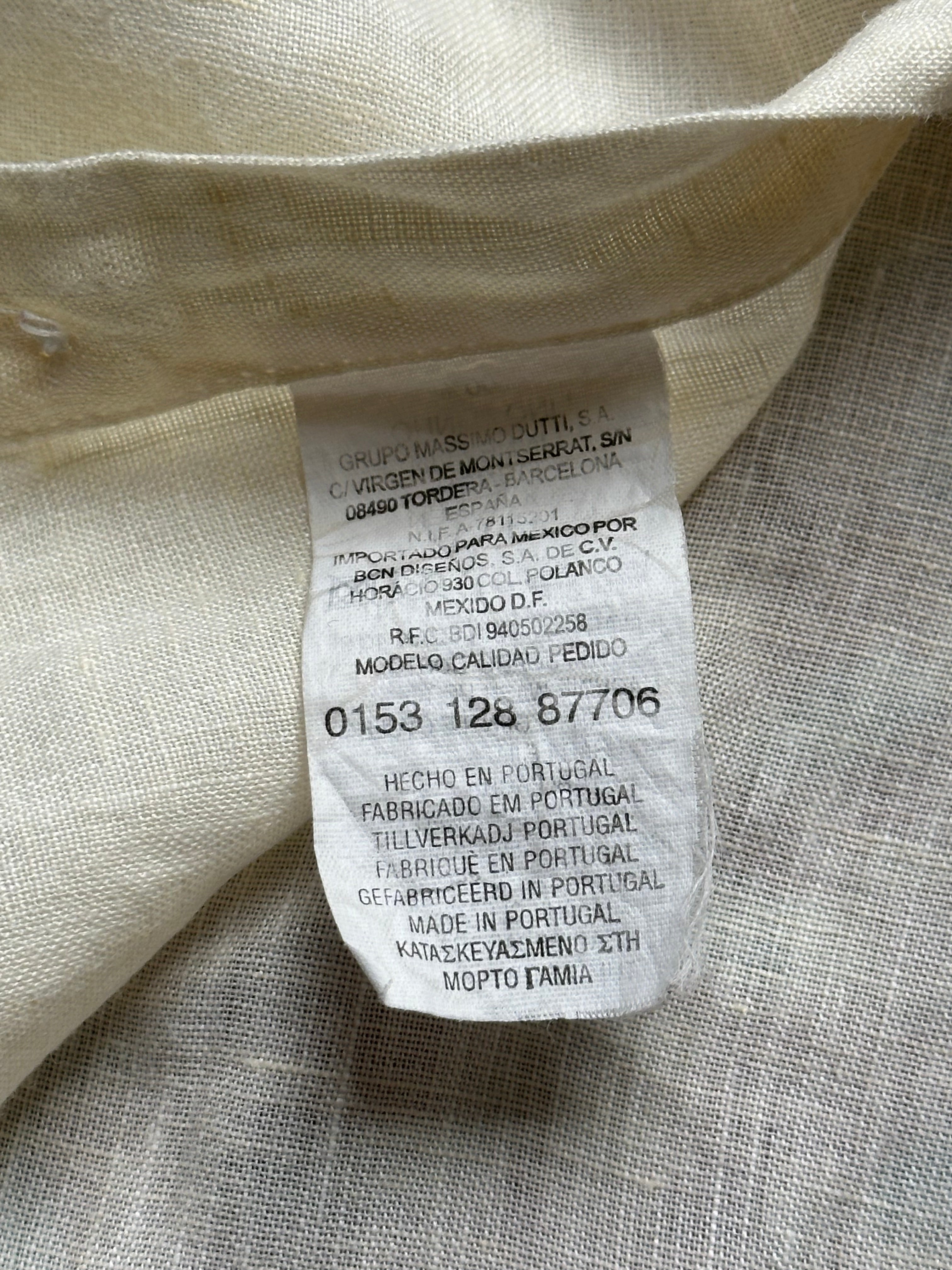 MOSSIMO DUTTI BEIGE PURE LINEN BUTTON DOWN SHIRT - XL