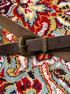 Western Skinny Belt Brown Textured Leather Floral Ranger Set