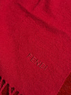 Fendi Burgundy Red Fringe Wool Scarf