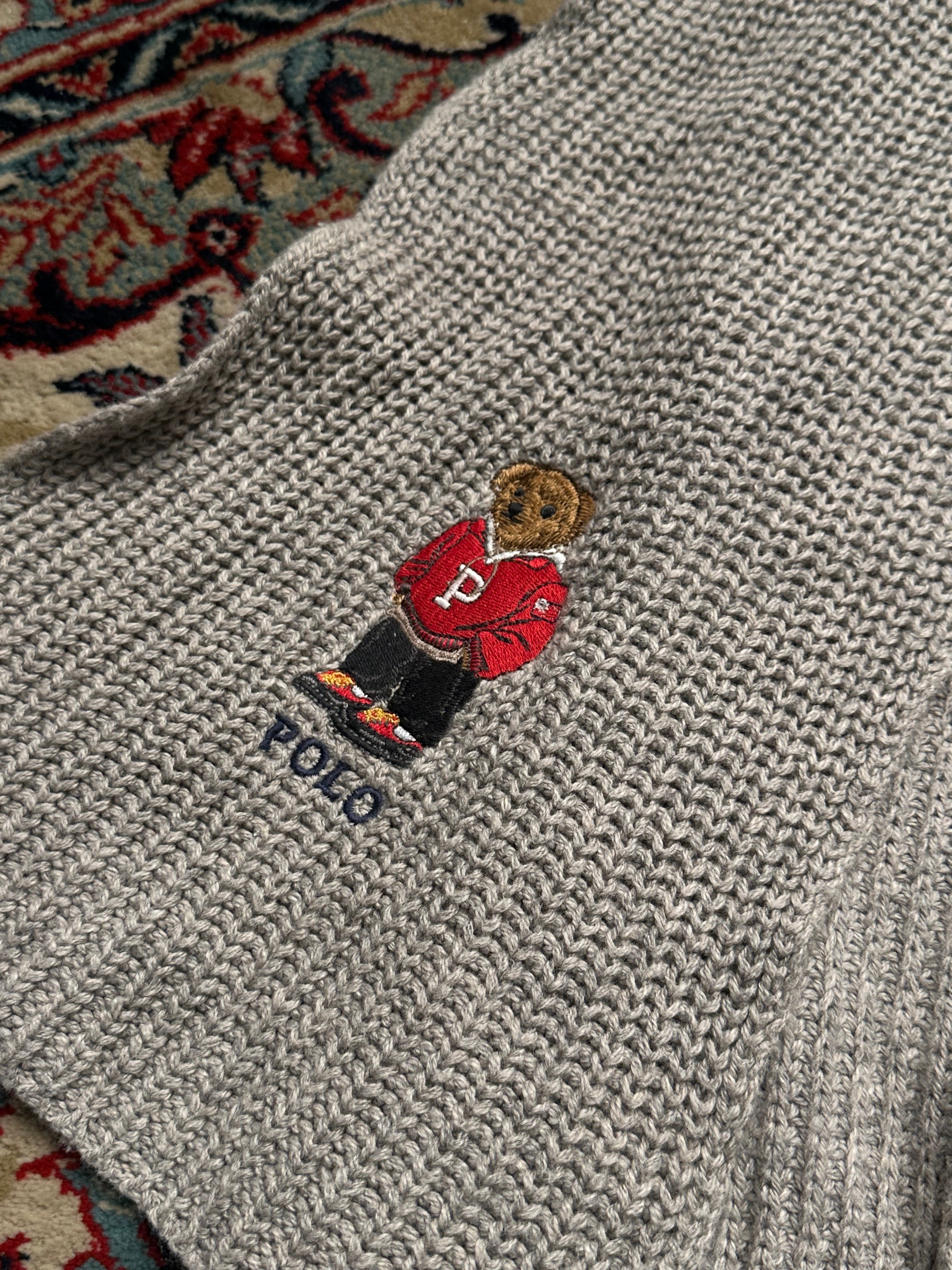 POLO RALPH LAUREN GREY CABLE KNIT SCARF