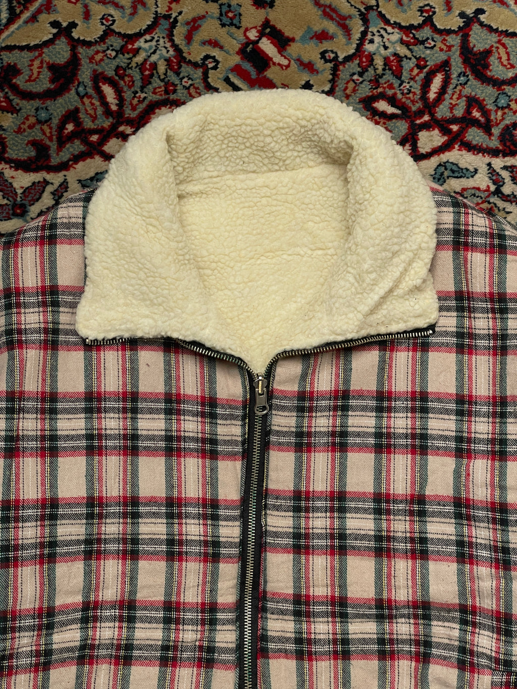 VINTAGE CHECKERED reversible sherpa RELAXED FIT jacket