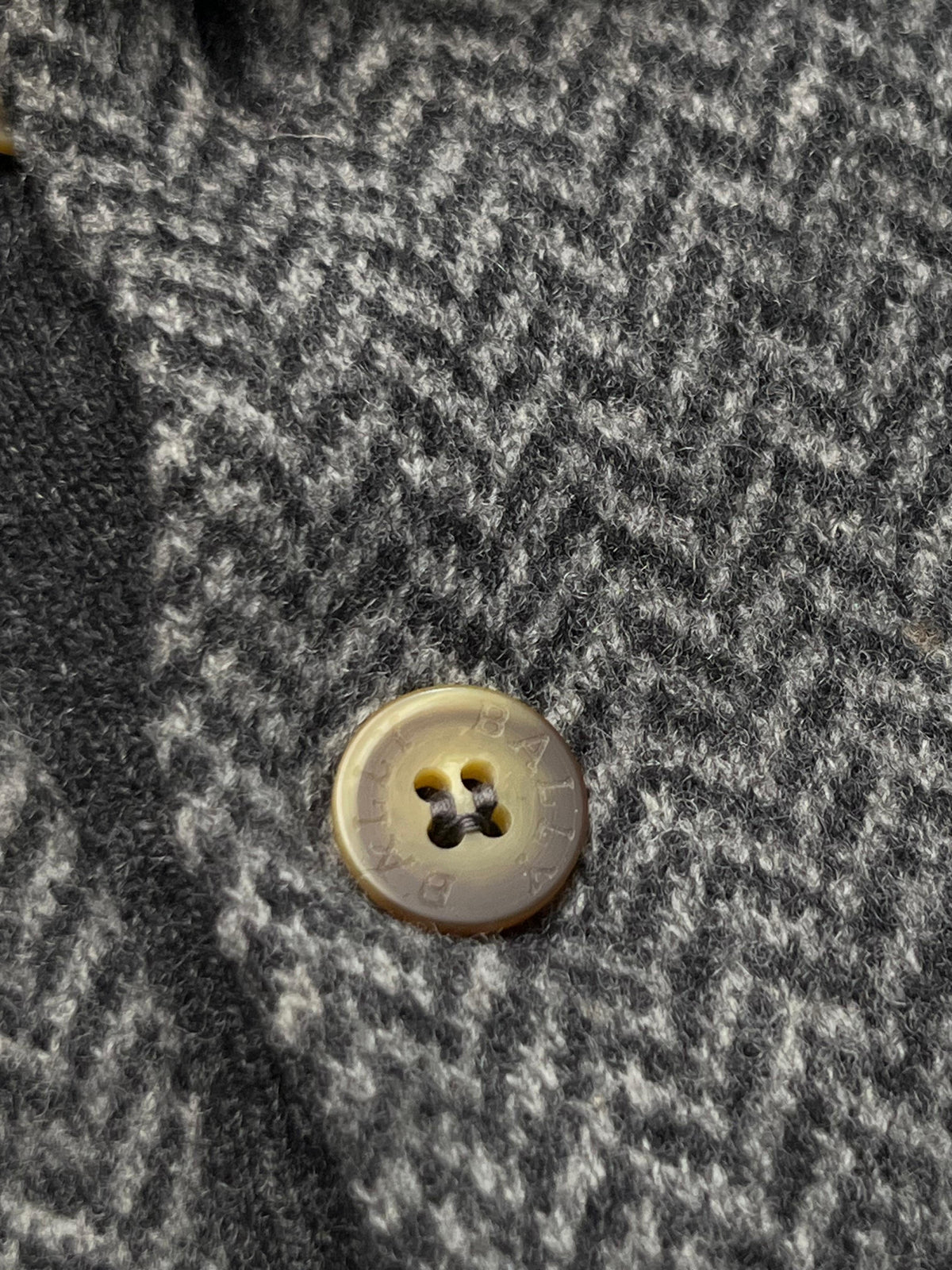 Vintage Bally Herringbone Knit Polo Sweater - S
