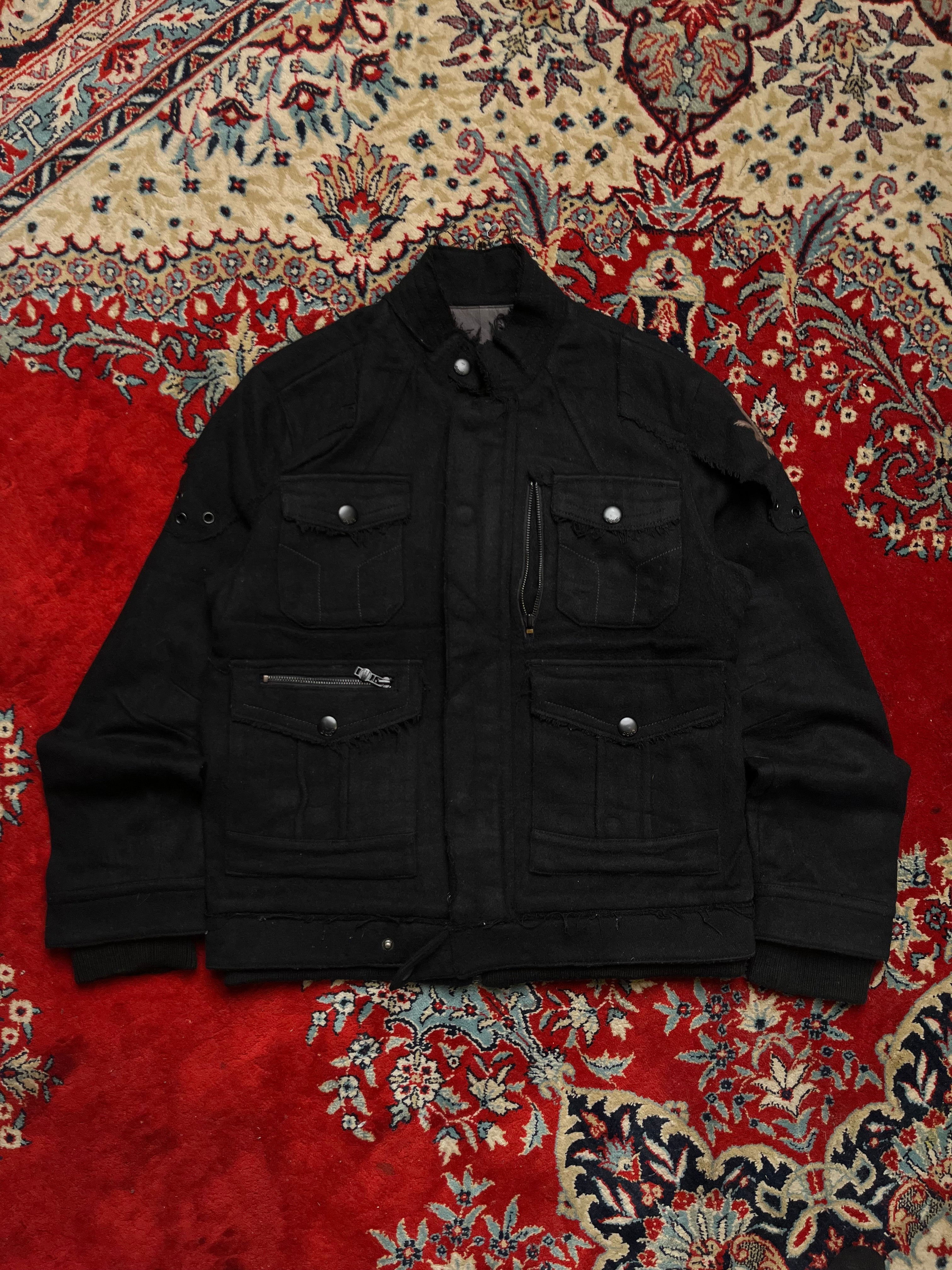 DOHC Black Wool Biker Jacket