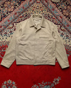 Minimalist Snap Button Workwear Twill BEIGE Overshirt Jacket - L