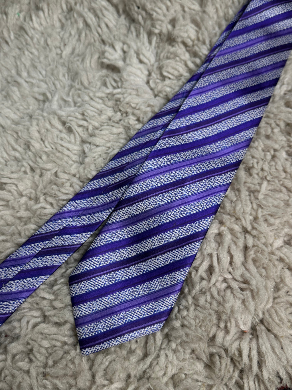 Lloyd Attree & Smith 100% Silk Purple Striped Classic Necktie