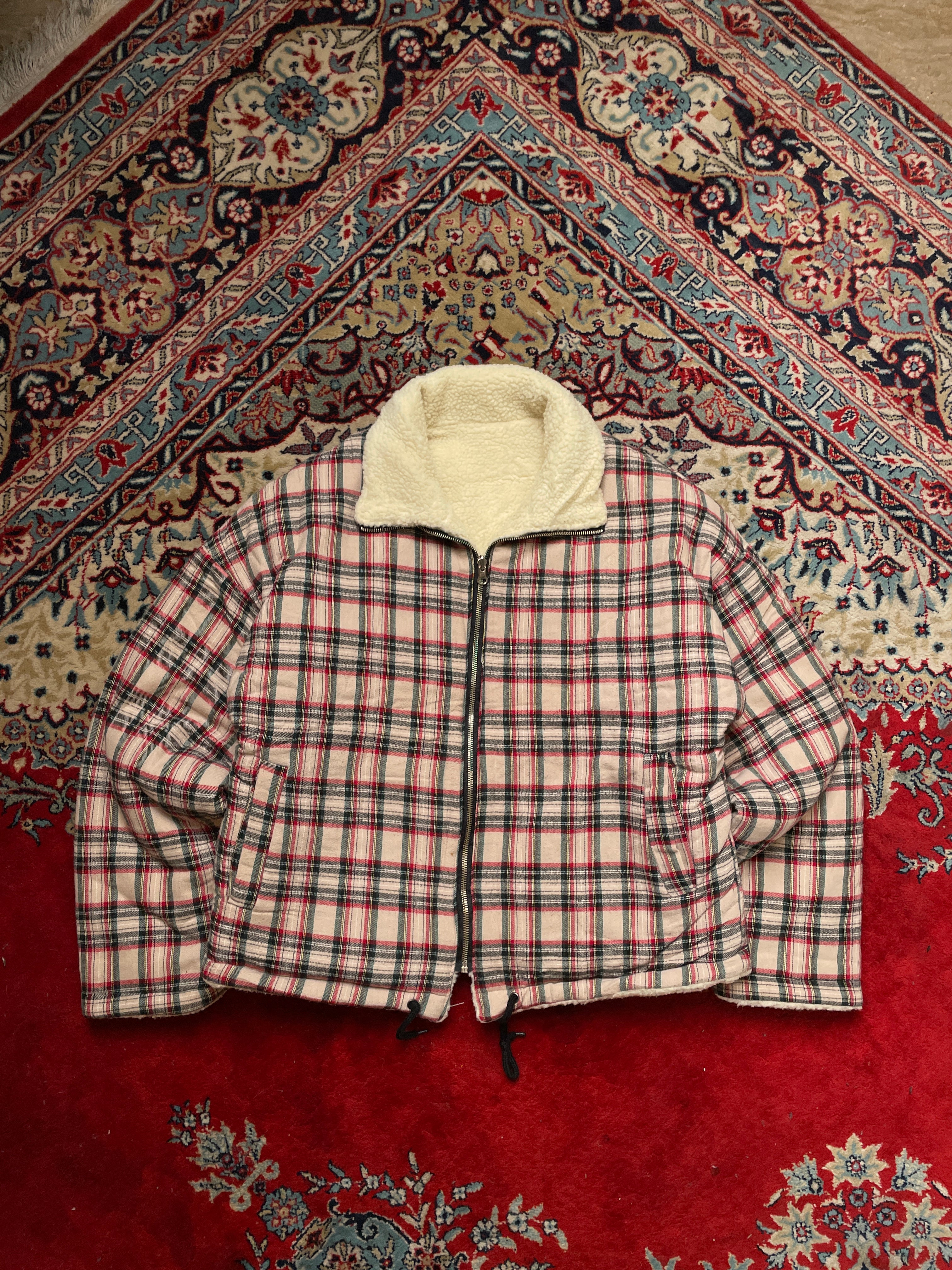 VINTAGE CHECKERED reversible sherpa RELAXED FIT jacket