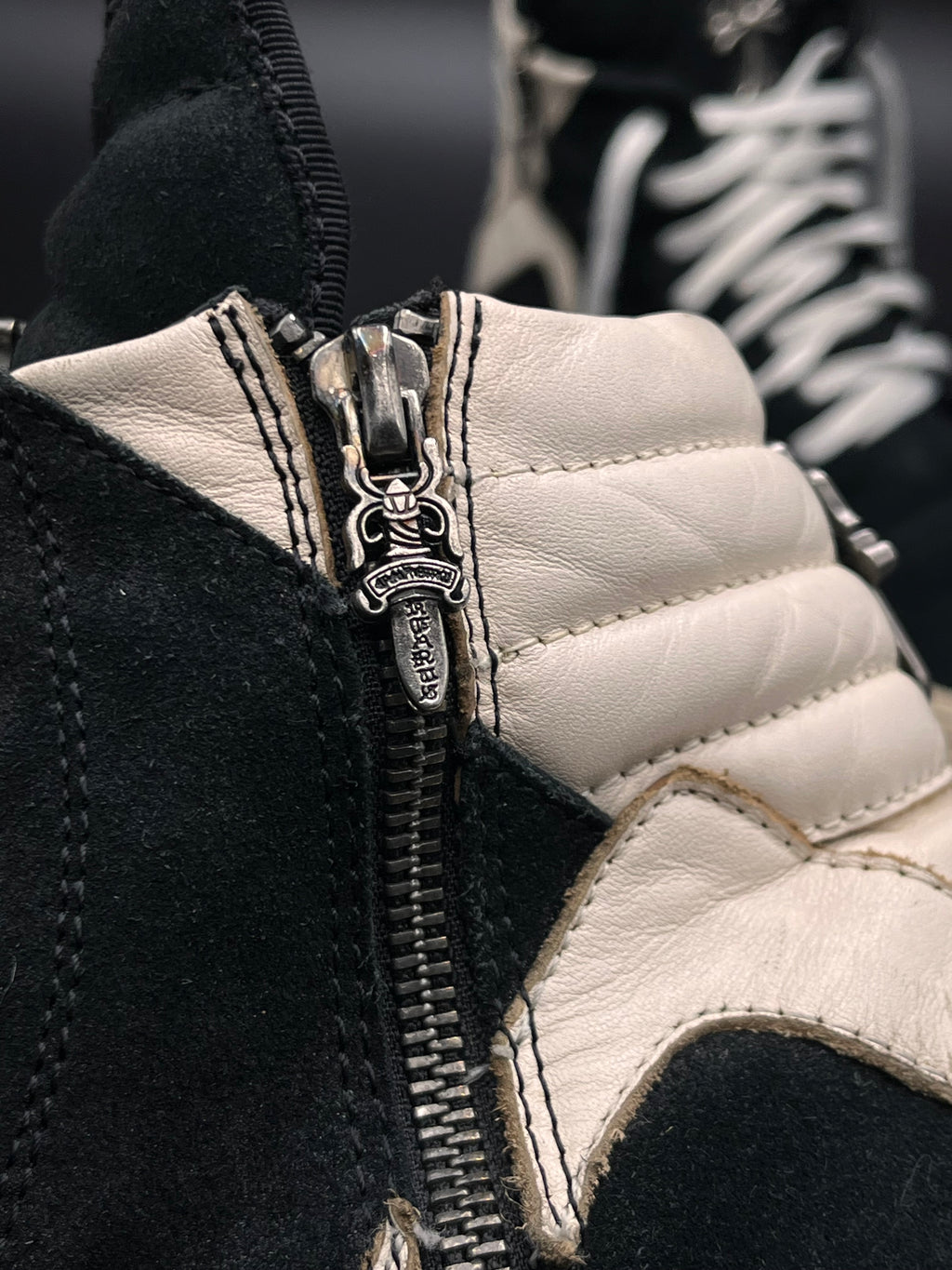 RICK OWENS X CHROME HEARTS GEOBASKETS SUEDE/LEATHER