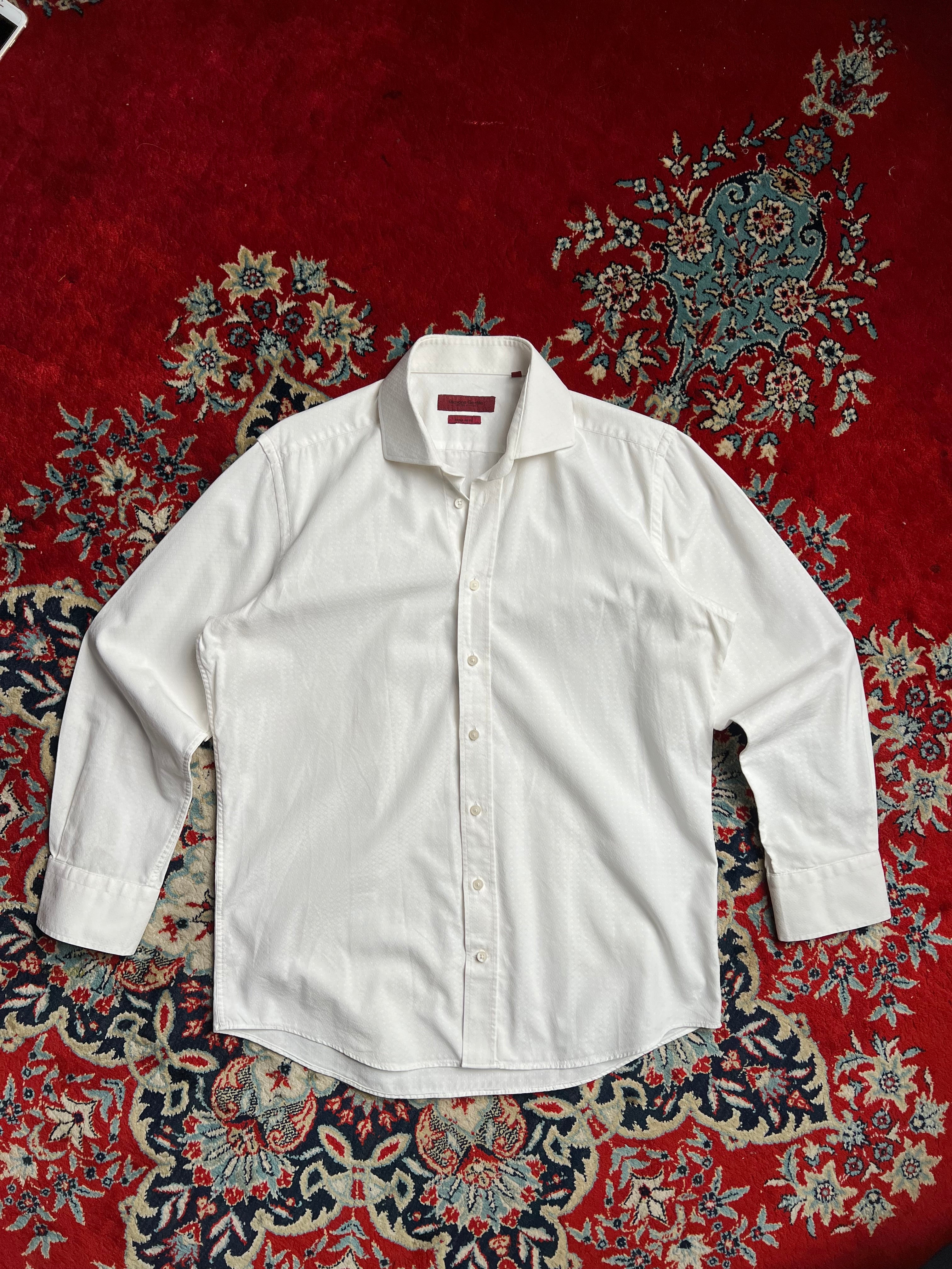 GIOVANE GENTILE TEXTURED WHITE BUTTON DOWN FORMAL SHIRT