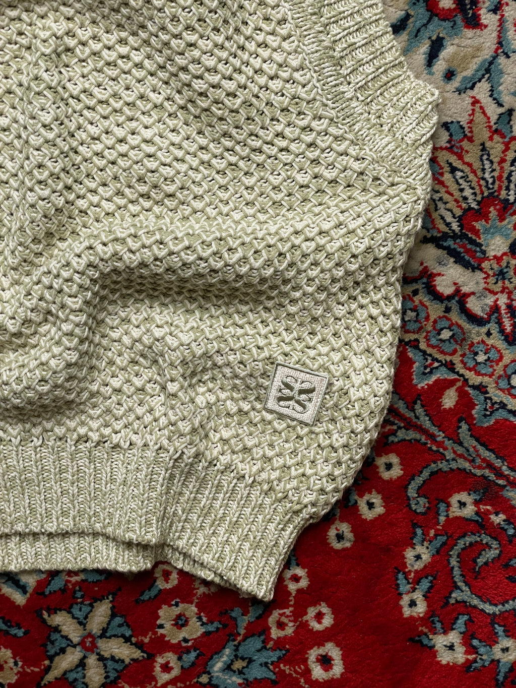 SATUR Textured Knit V-Neck Sweater