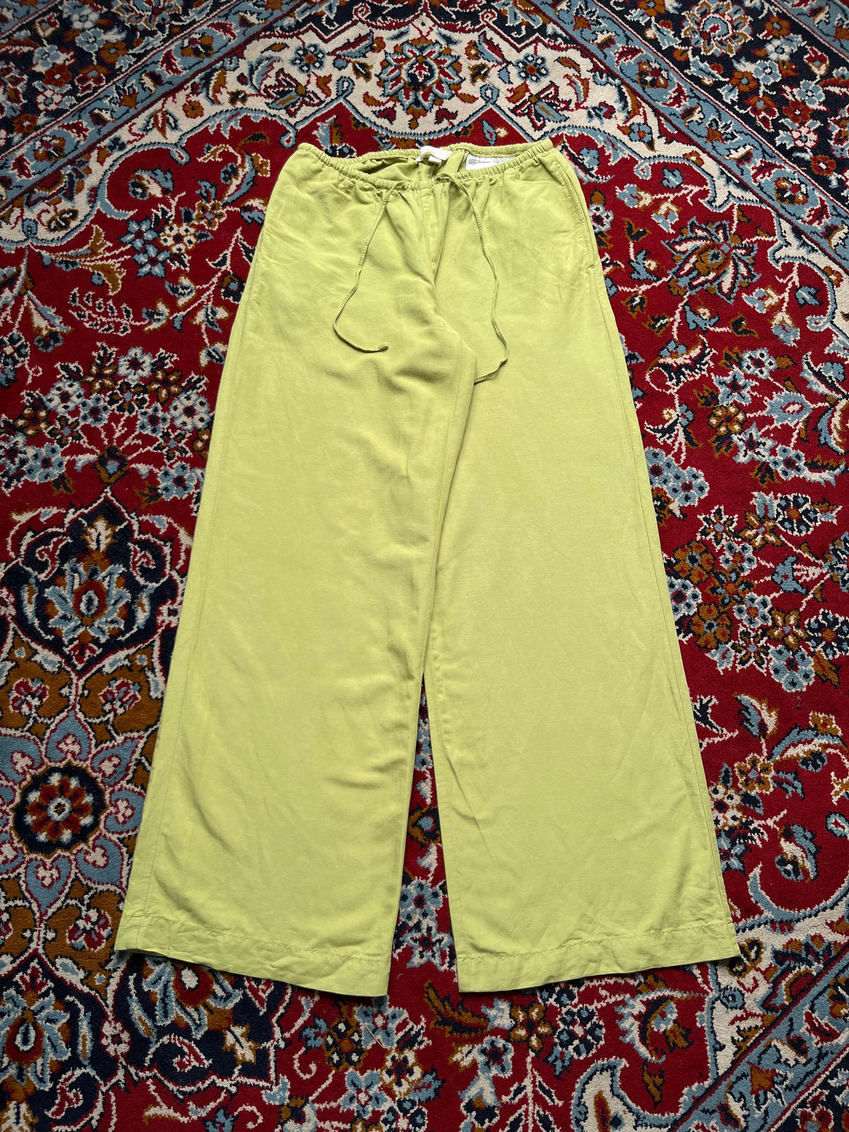 H&M Lime Green Linen Wide FiT Pants - 28