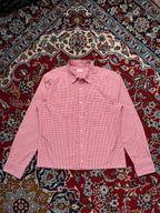 Uniqlo Red White Check Cropped Button Down Shirt - S