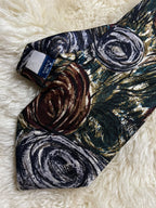 F.LLI FILA Lanificio 100% Silk Tie Mens Abstract Swirl Painterly Italian Fabric Japanese Made