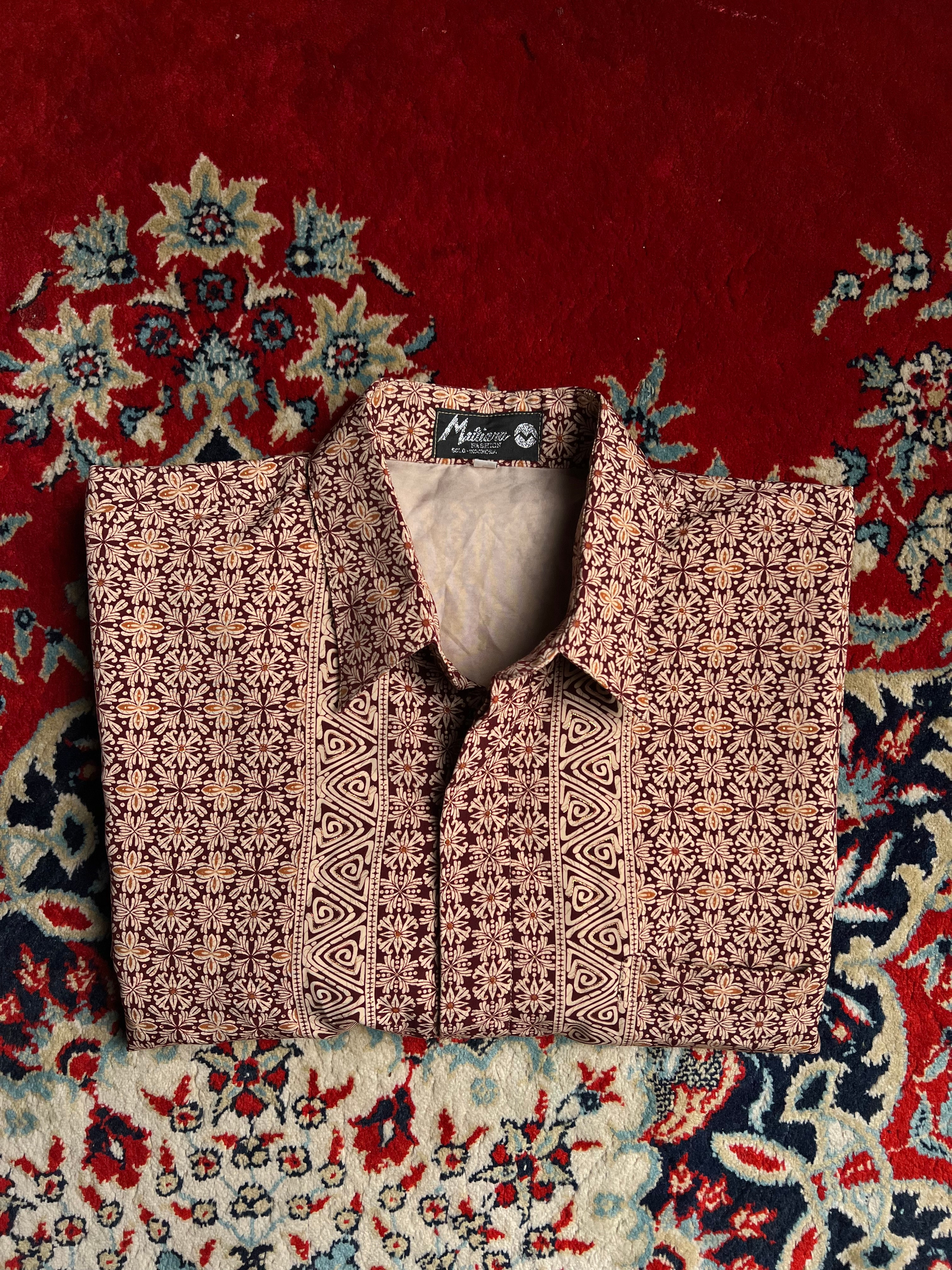 VINTAGE PRINTED & TEXTURED BUTTON DOWN CASUAL SHIRT