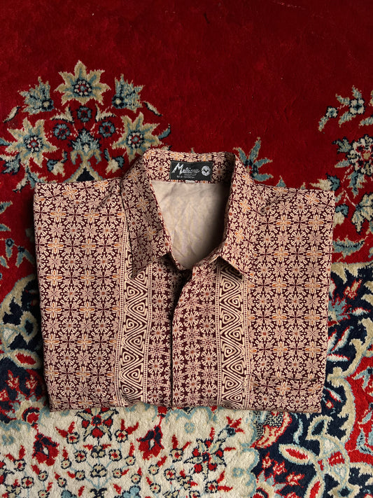 VINTAGE PRINTED & TEXTURED BUTTON DOWN CASUAL SHIRT