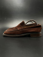 Brecos Men's Dark Brown Suede Penny Loafers