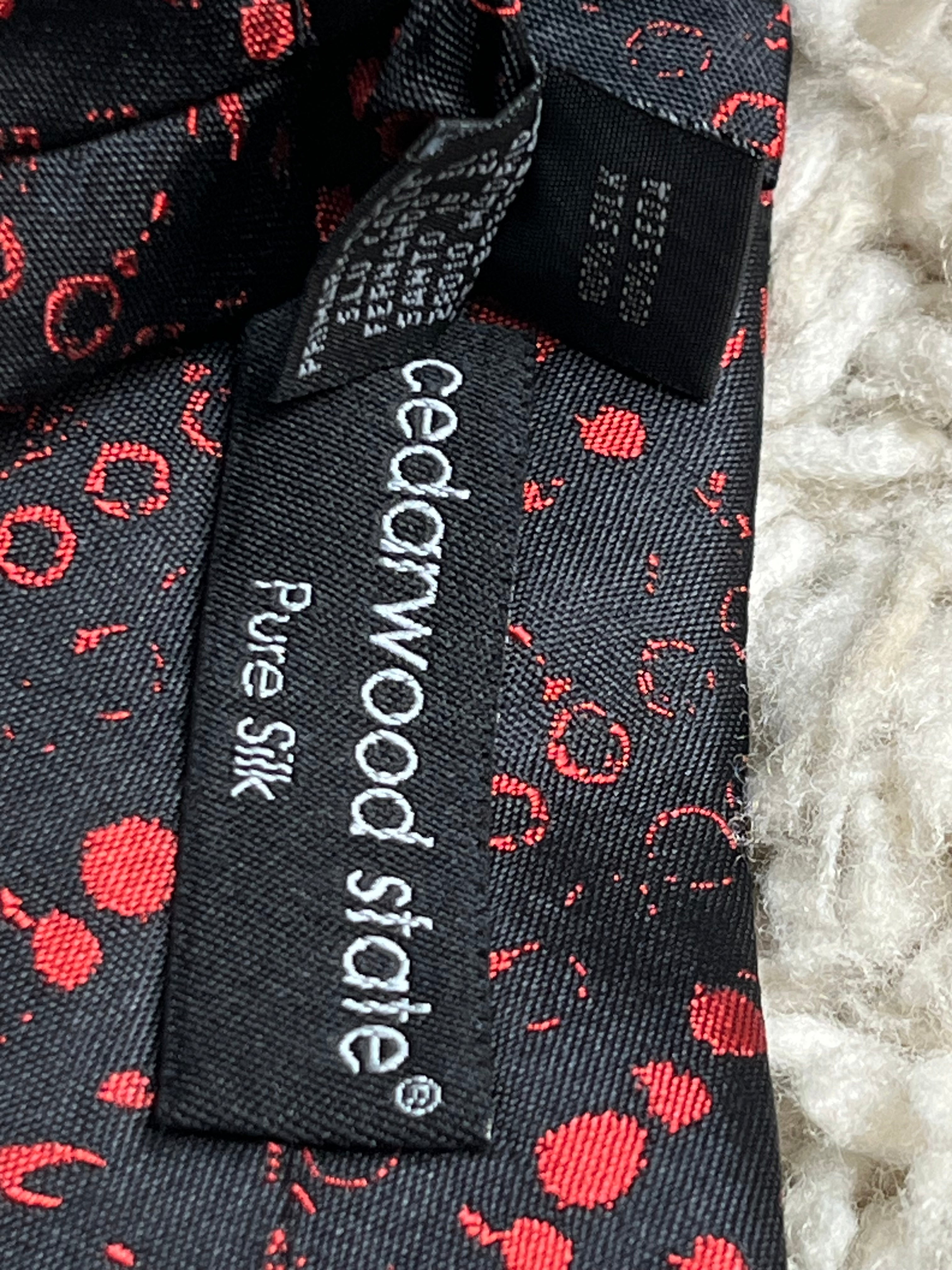 CEDARWOOD PRINTED PURE SILK TIE