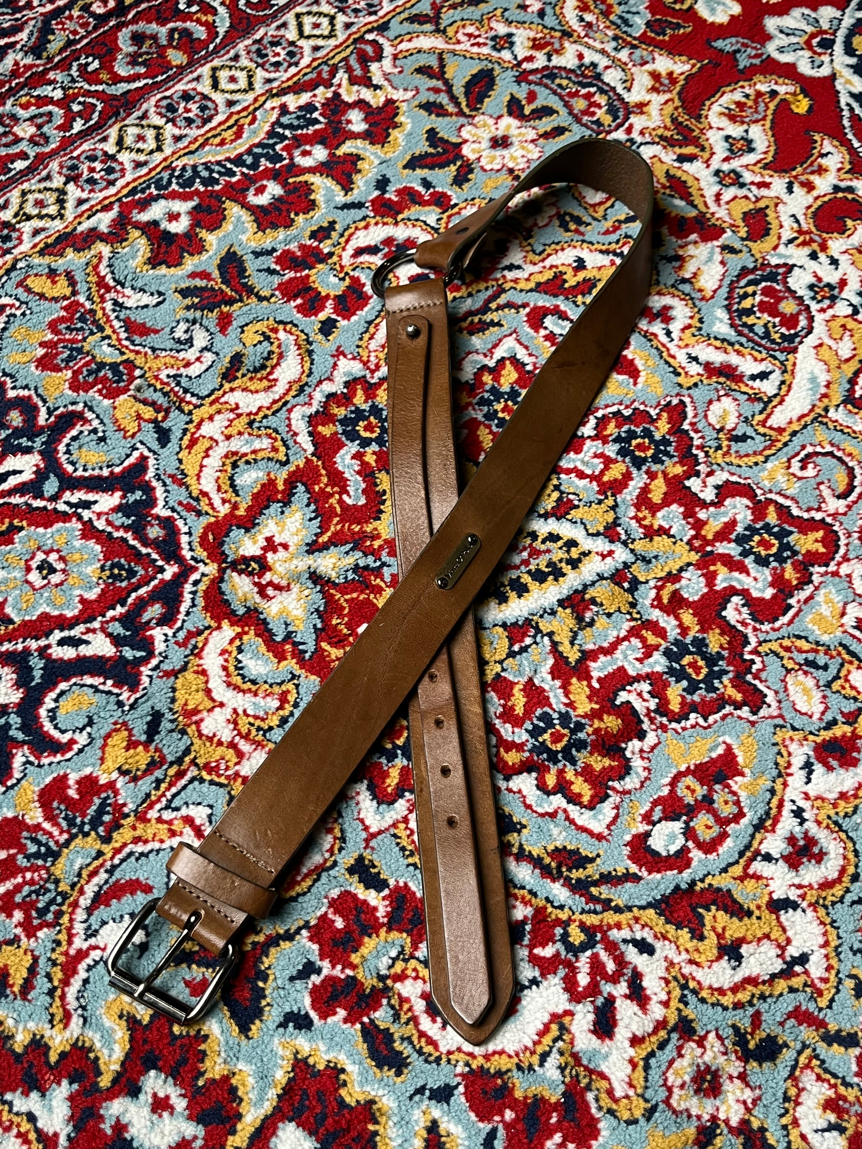 Marc O'Polo Brown Leather Dual Layer Wrap Belt O-Ring Studded