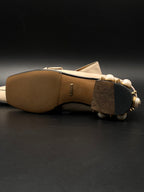 Gucci Cream Leather Embellished GG web Double Pumps - 37.5