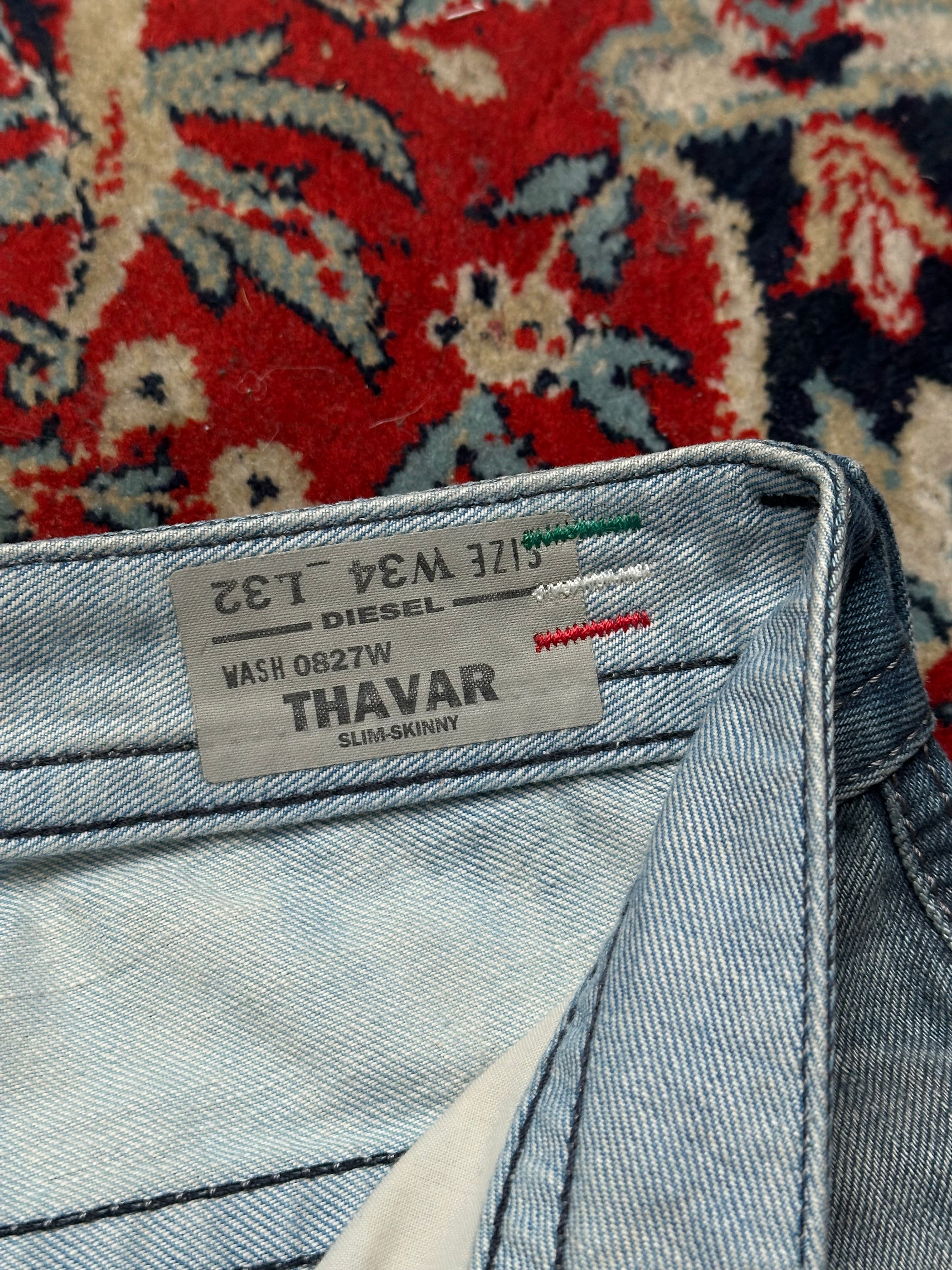 DIESEL THAVAR(SLIM FIT) LIGHT BLUE WASHED NON-STRETCH JEANS