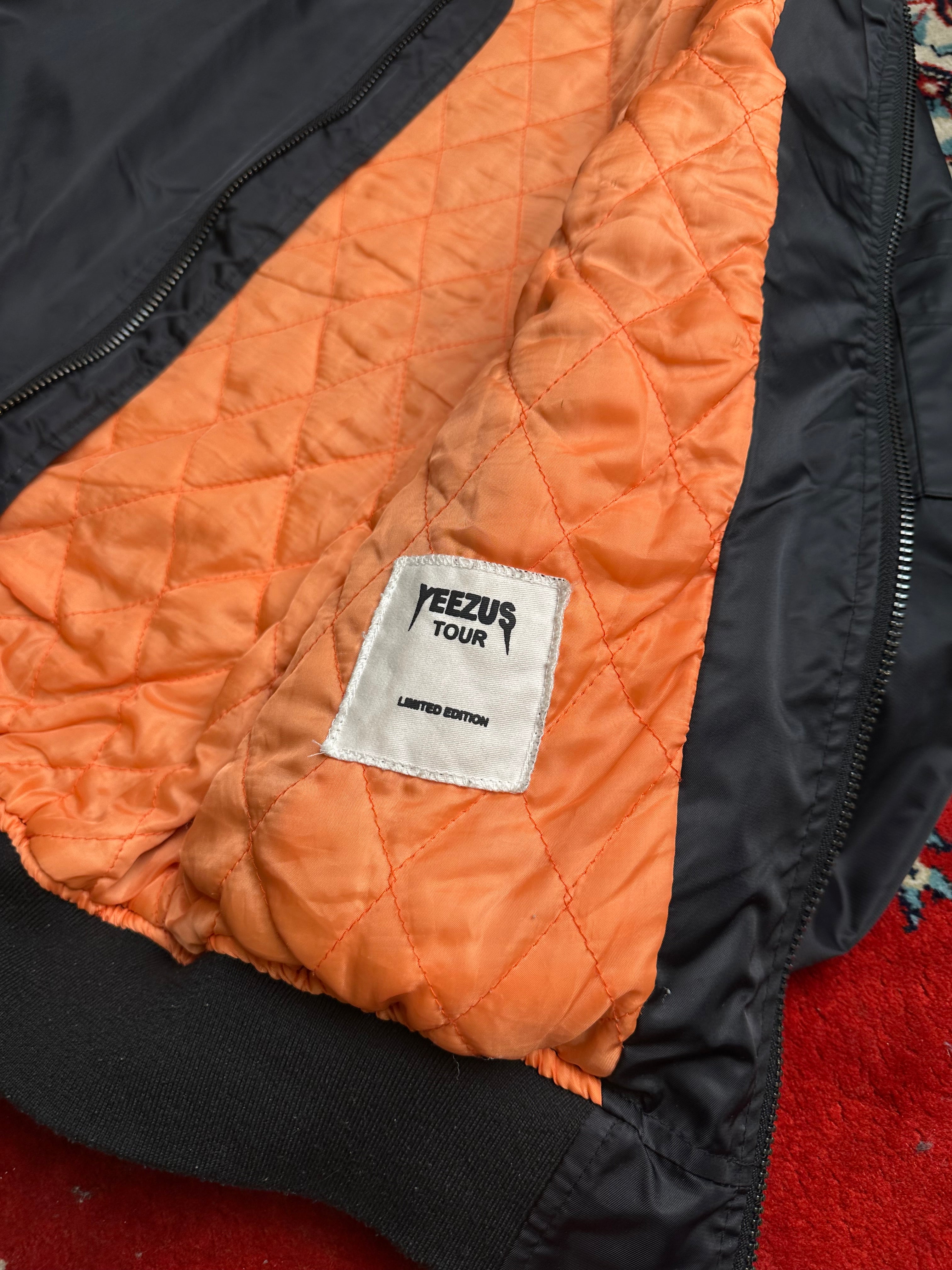 RARE VINTAGE Yeezus Tour MA-1 Bomber Flight Jacket Black with Orange Lining