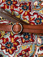 J Crew Brown Leather Double Layer Skinny Belt Silver O-Ring