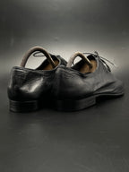 Berluti Alessandro Nero Grigio Black Leather Sleek Lace Up Oxfords