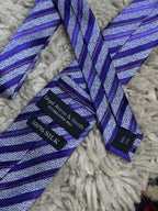 Lloyd Attree & Smith 100% Silk Purple Striped Classic Necktie