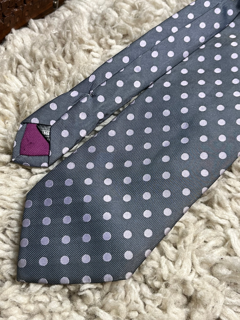 MARKS N SPENCER ITALIAN MADE LUXURY PURE SILK POLKA DOT TIE