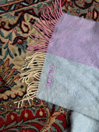 Prada Luxury Italian Made Pastel Blue & Lilac Fringed Wool Scarf