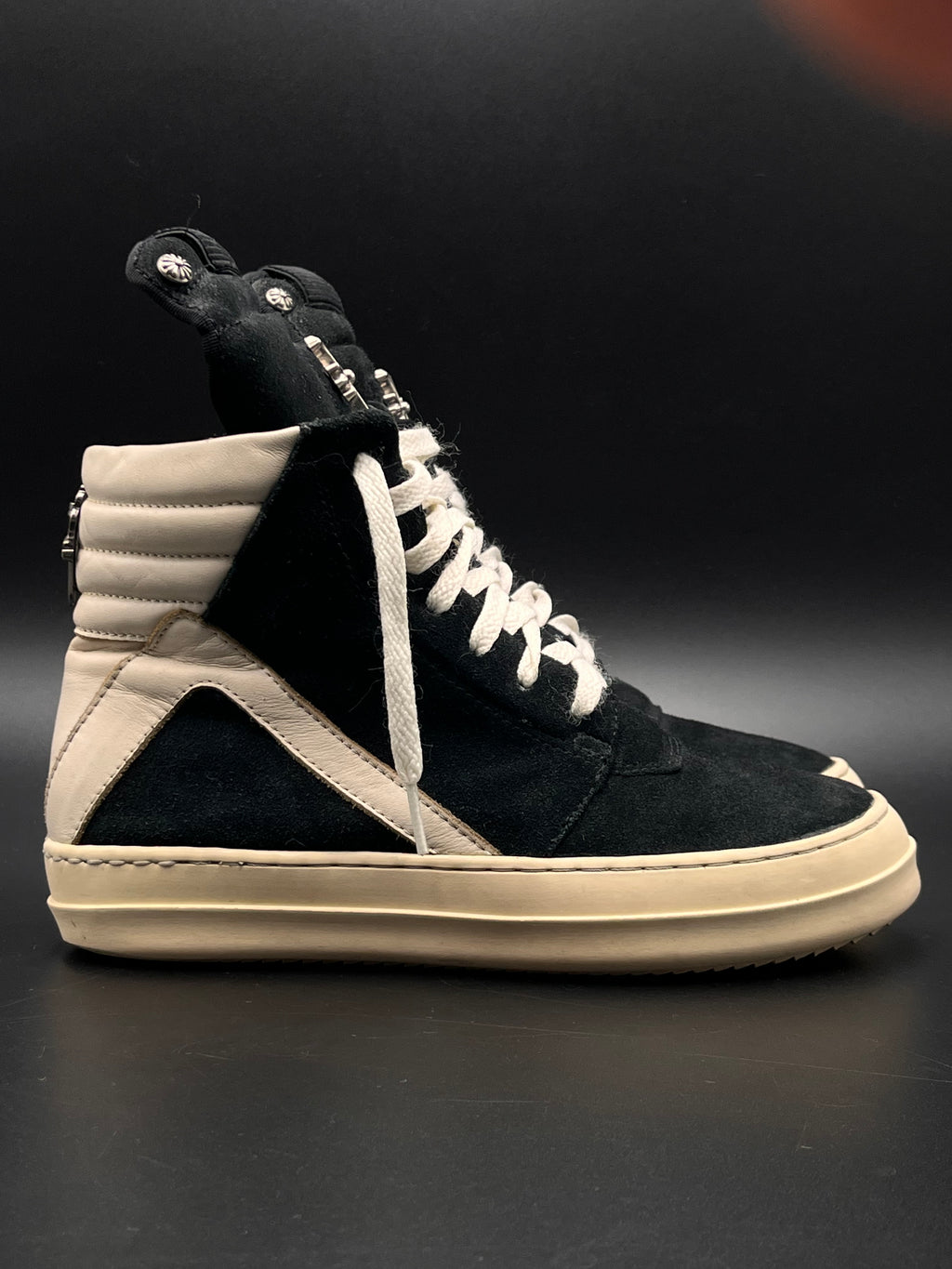 RICK OWENS X CHROME HEARTS GEOBASKETS SUEDE/LEATHER