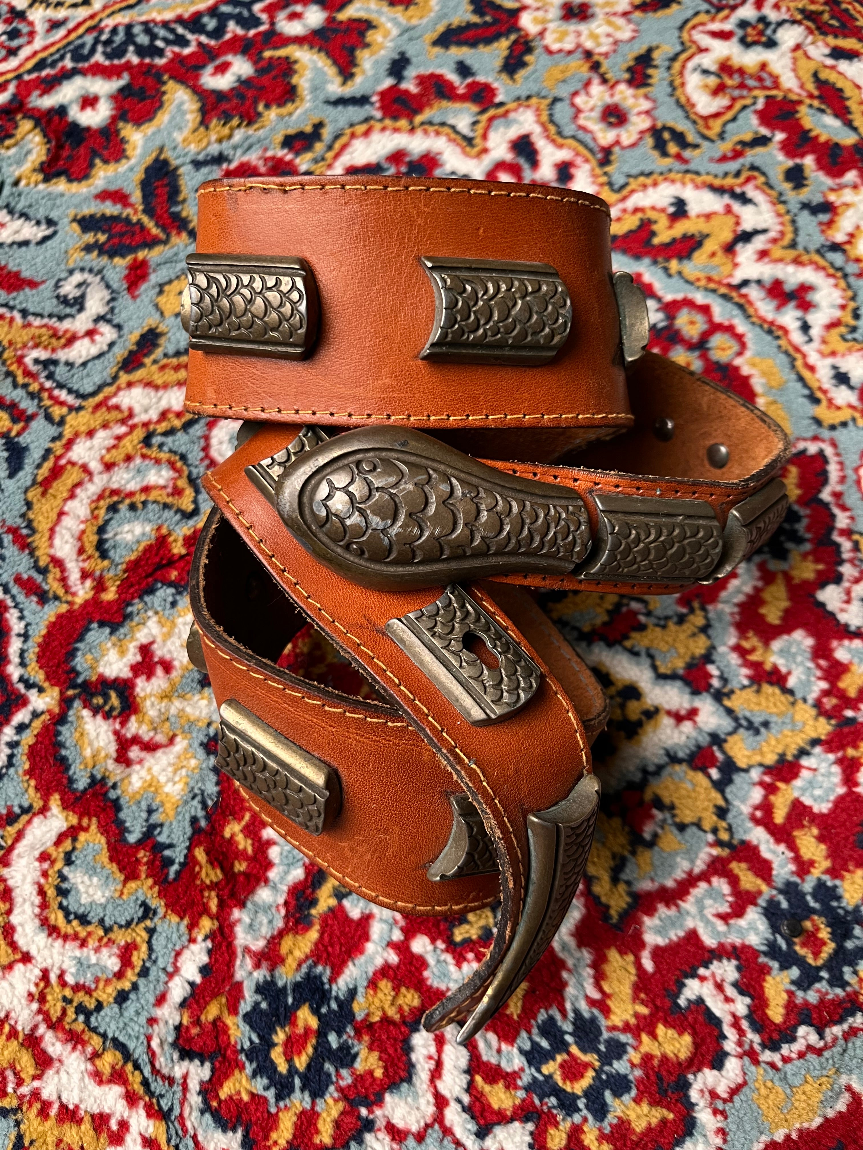 Vintage Luigi Lanatta Italian Leather Western Concho Belt
