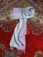 Prada Luxury Italian Made Pastel Blue & Lilac Fringed Wool Scarf