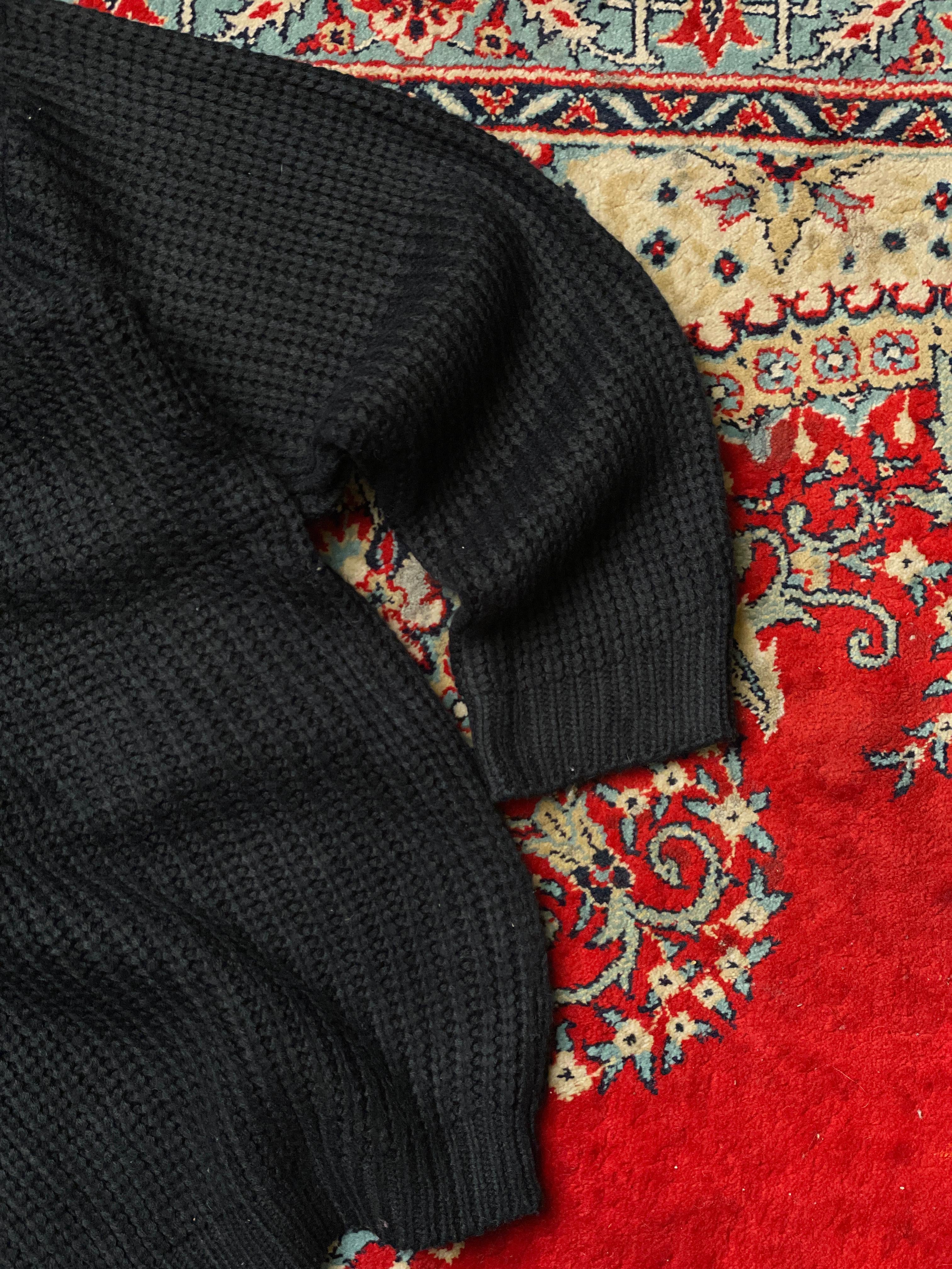 VINTAGE Black Knitted Relaxed fit ZIP CARDIGAN